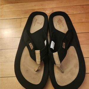 Mens Polo Black and Tan Flip Flops